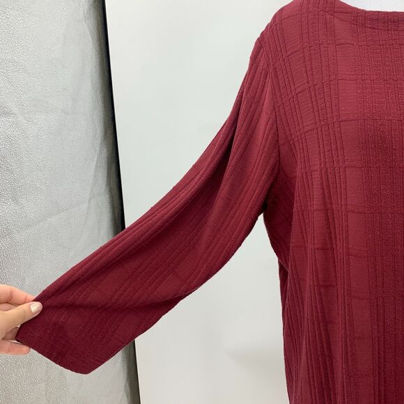 J.Jill Wearever Textured Tunic Womens LP Large Petite Dark Red Double Slit - Picture 6 of 16